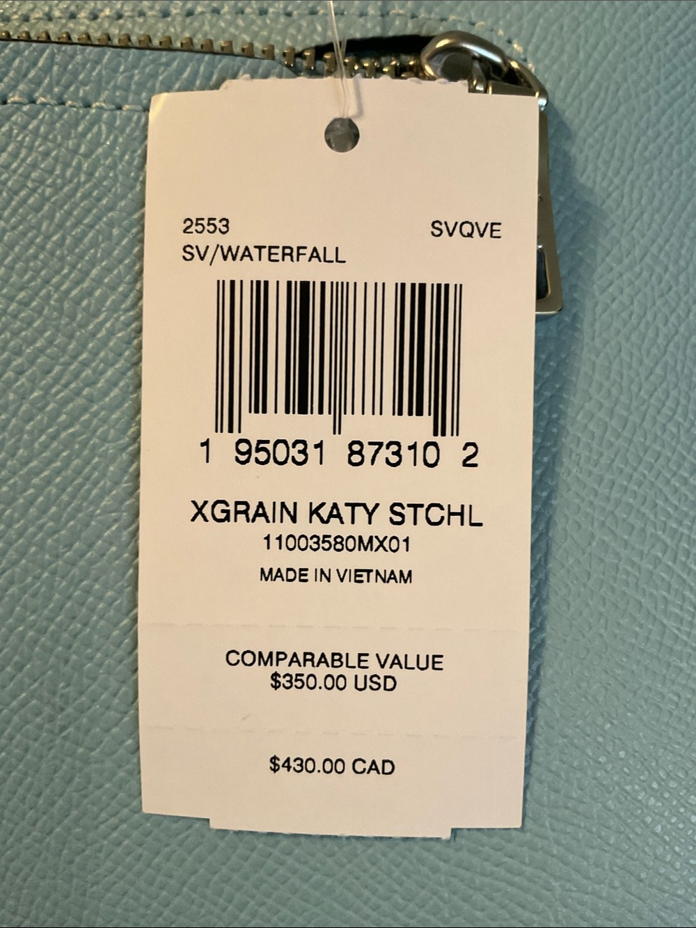 New Coach Katy Satchel Double Zip & Matching Card Case Waterfall Blue NWT - Picture 5 of 12